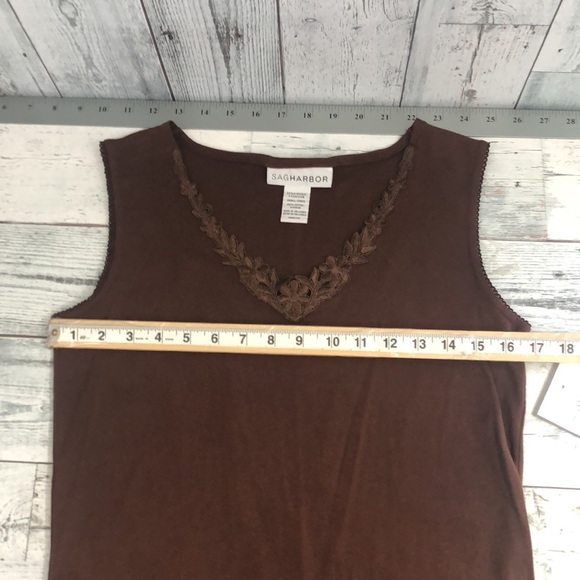 Sag Harbor Cotton Floral Stitch Casual Tank NWT Small - Picture 7 of 8